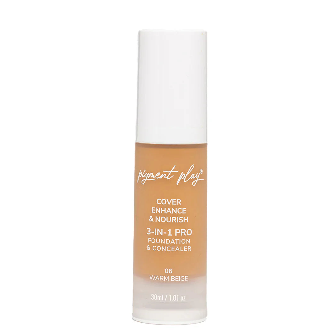 Pigment Play 3-In-1 Foundation & Concealer: Cover + Enhance + Nourish - 06 Warm Beige4pc Set + 1 Full Size Product Worth 25% Value Free