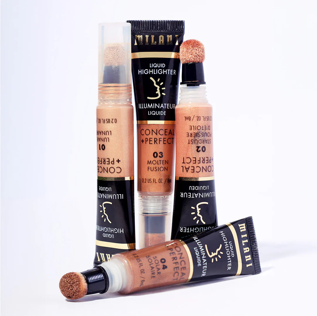 Milani Conceal + Perfect Liquid Highlighter-01 Lunar 4pc Set + 1 Full Size Product Worth 25% Value Free