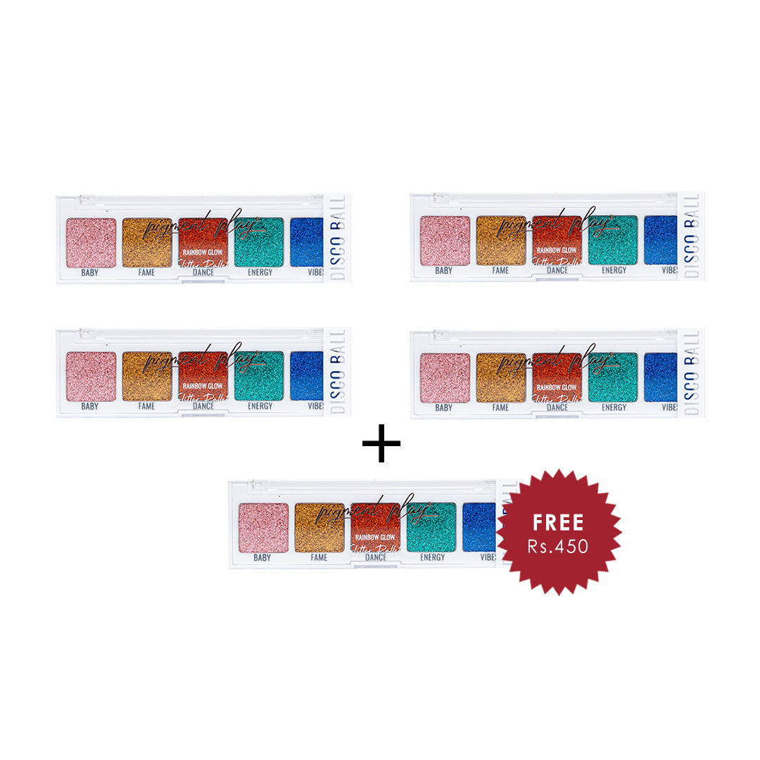 Pigment Play Max Effects Mini Glitter Palette - Disco Ball 4pc Set + 1 Full Size Product Worth 25% Value Free