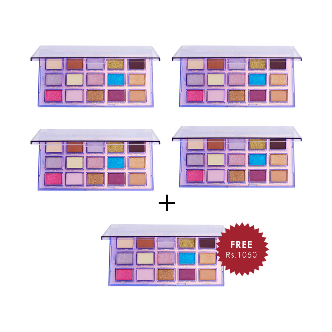 Makeup Revolution Reflective Eyeshadow Palette - Ultra Violet 4pc Set + 1 Full Size Product Worth 25% Value Free