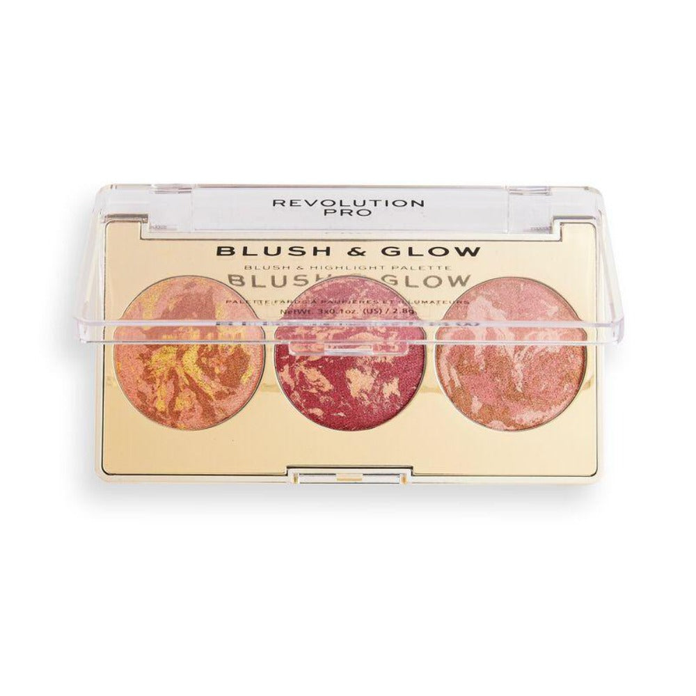 Revolution Pro Blush & Glow Palette Cranberry Glow 4pc Set + 1 Full Size Product Worth 25% Value Free