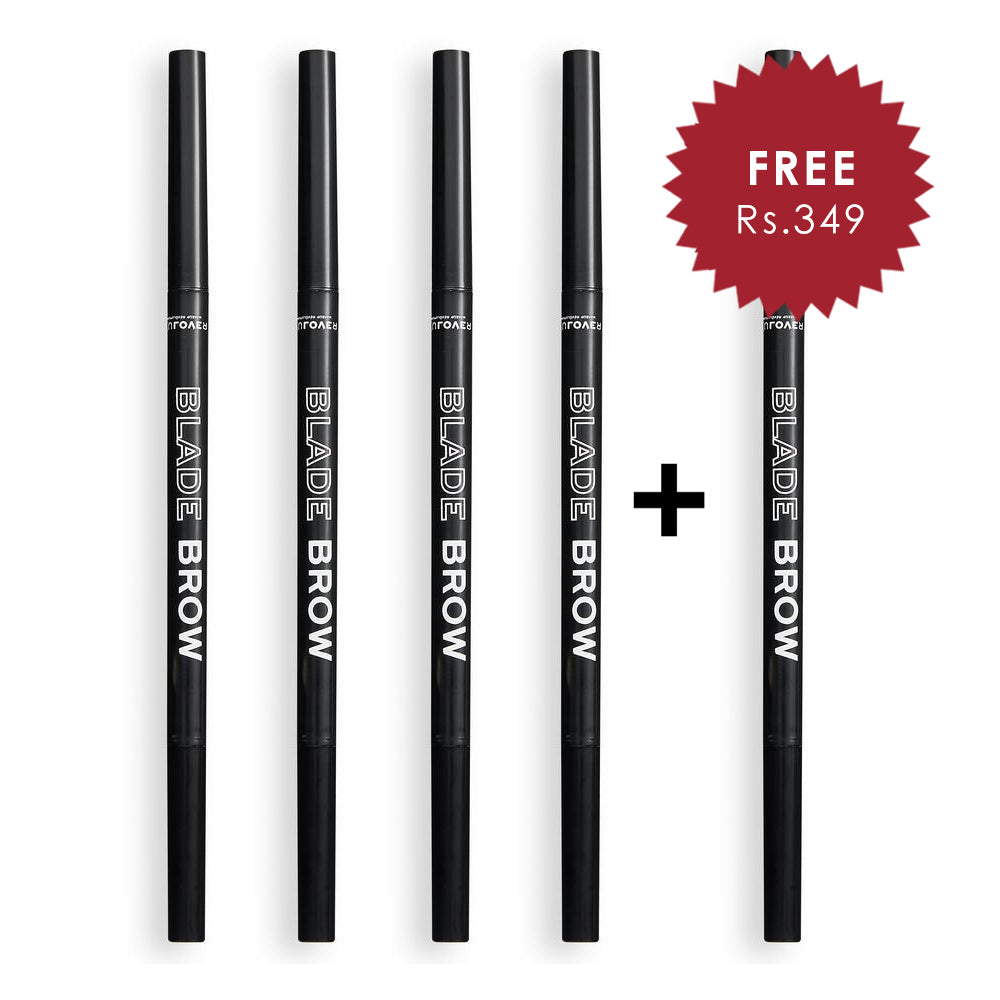 Revolution Relove Blade Brow Pencil - Dark Brown 4pc Set + 1 Full Size Product Worth 25% Value Free