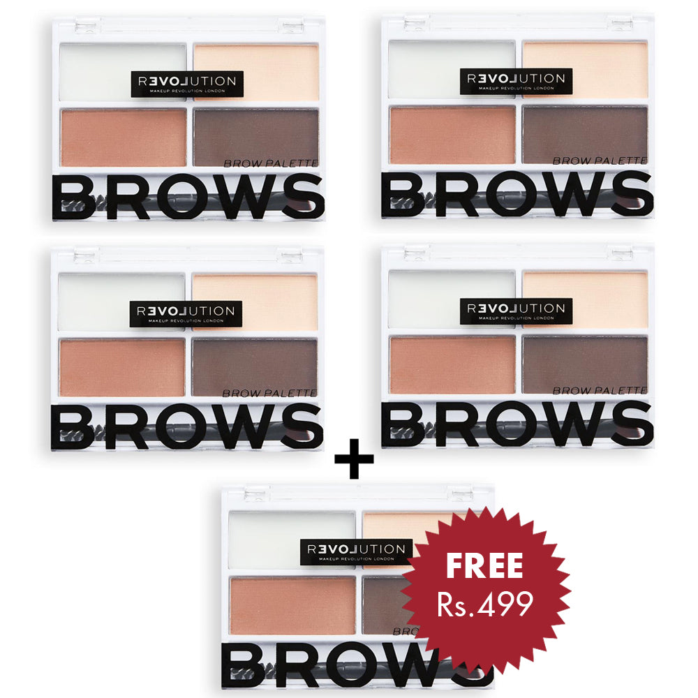 Revolution Relove Colour Cult Brow Palette - Medium 4pc Set + 1 Full Size Product Worth 25% Value Free