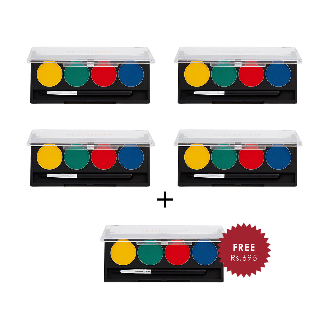 Revolution Graphic Eyeliner Palettes Bright Babe 4pc Set + 1 Full Size Product Worth 25% Value Free