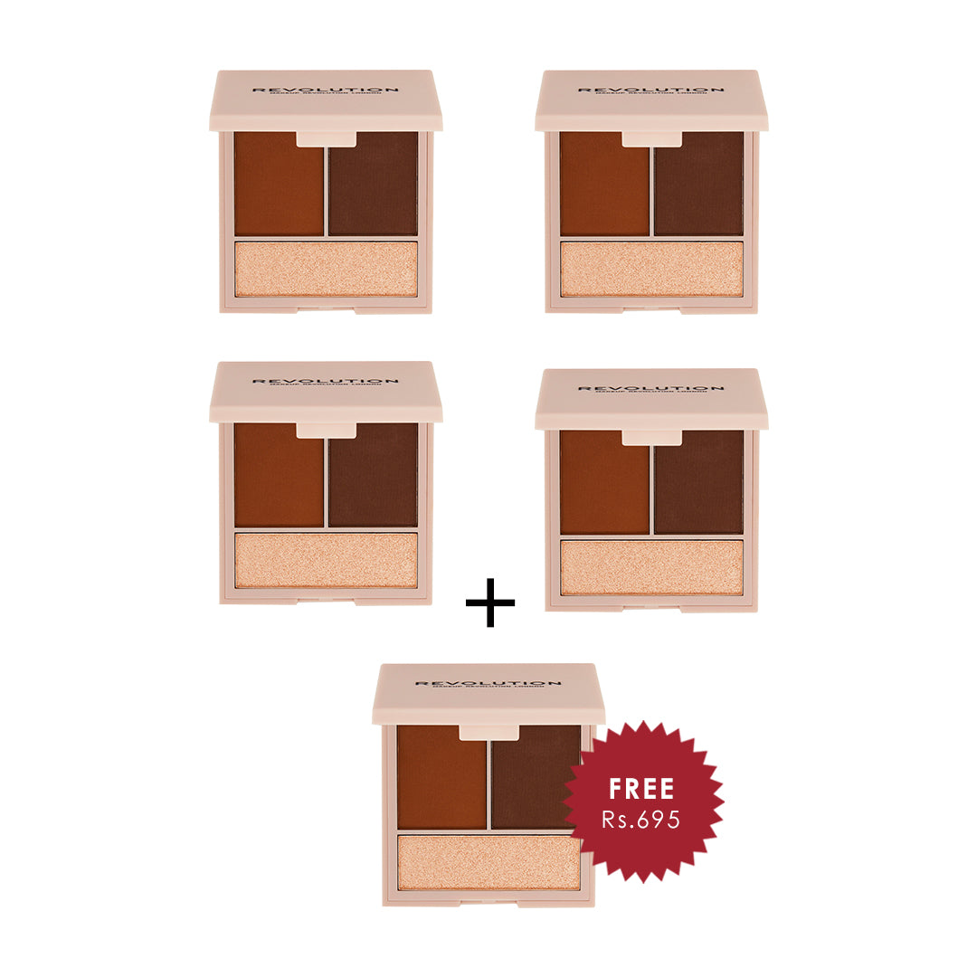 Revolution Face Powder Contour Compact Light 4pc Set + 1 Full Size Product Worth 25% Value Free