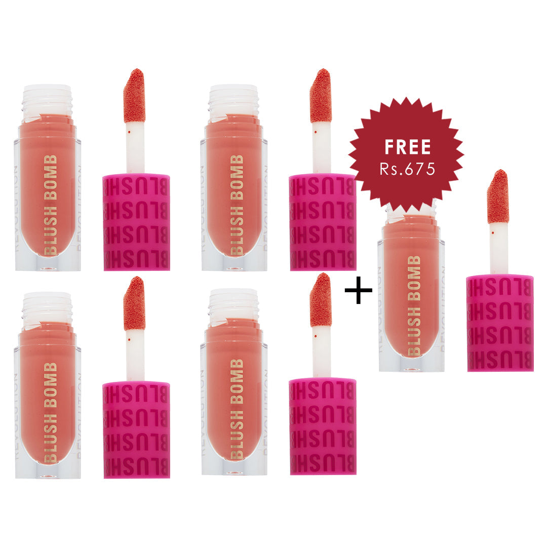 Revolution Blush Bomb Cream Blusher Glam Orange 4pc Set + 1 Full Size Product Worth 25% Value Free