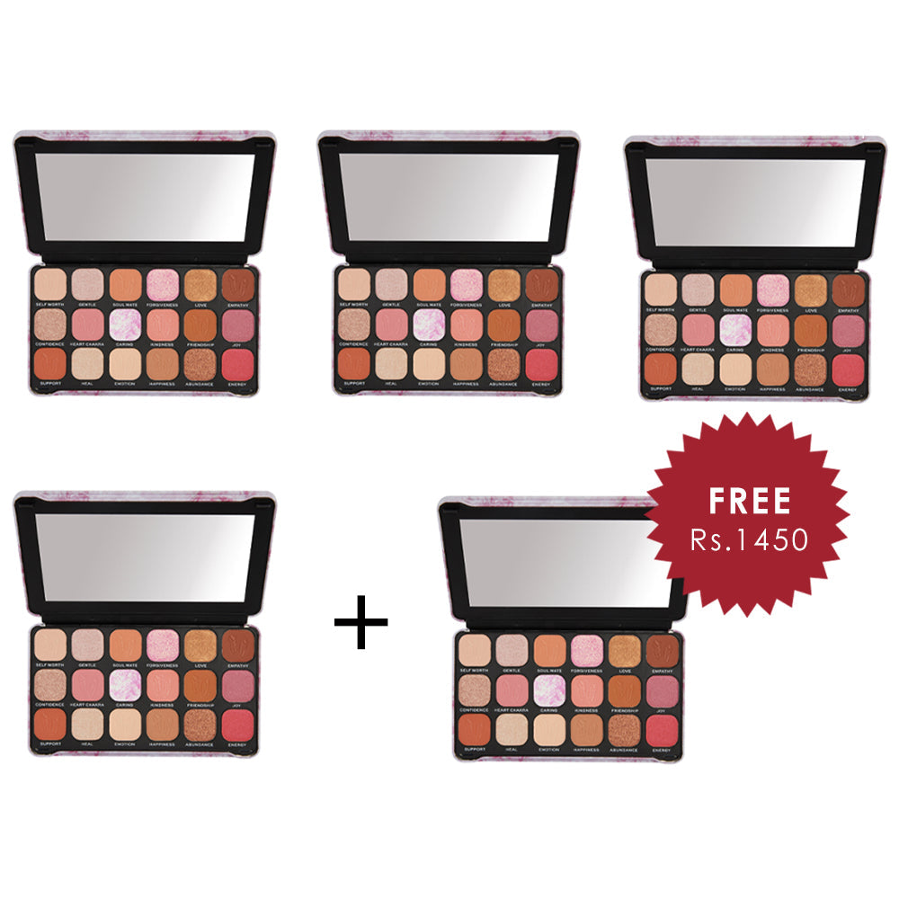 Makeup Revolution Crystal Aura Forever Flawless Shadow Palette Rose Quartz 4pc Set + 1 Full Size Product Worth 25% Value Free