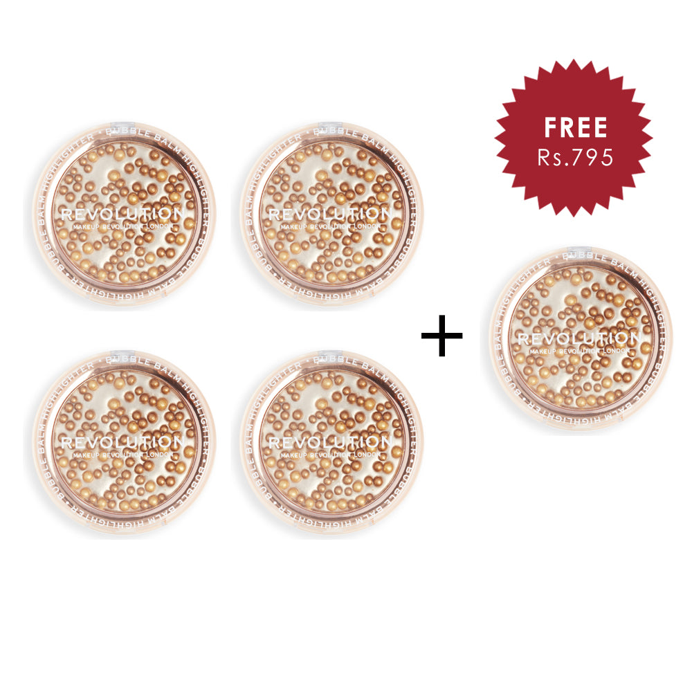 Makeup Revolution Bubble Balm Highlighter Bronze 4pc Set + 1 Full Size Product Worth 25% Value Free