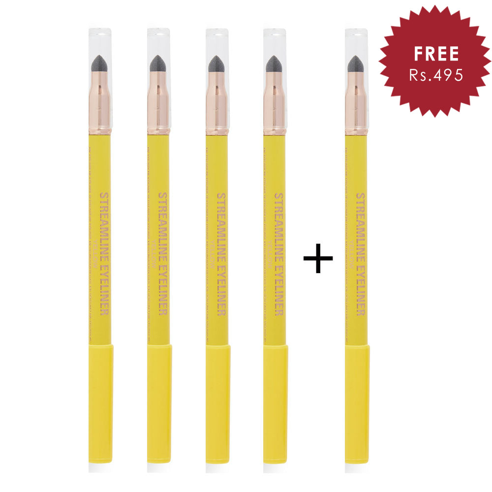 Makeup Revolution Streamline Waterline Eyeliner Pencil Yellow 4pc Set + 1 Full Size Product Worth 25% Value Free