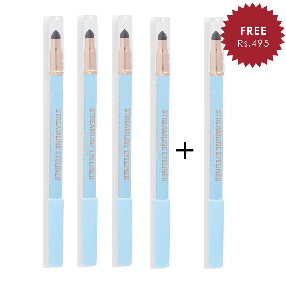 Makeup Revolution Streamline Waterline Eyeliner Pencil Light Blue 4pc Set + 1 Full Size Product Worth 25% Value Free