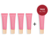 Revolution Juicy Peptide Lip Balm Pink Strawberry 4pc Set + 1 Full Size Product Worth 25% Value Free