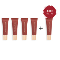 Revolution Juicy Peptide Lip Balm Nude Latte 4pc Set + 1 Full Size Product Worth 25% Value Free