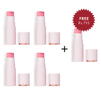 Makeup Revolution Skin Silk Marble Blush Stick Pinched Light Pink 4pc Set + 1 Full Size Product Worth 25% Value Free
