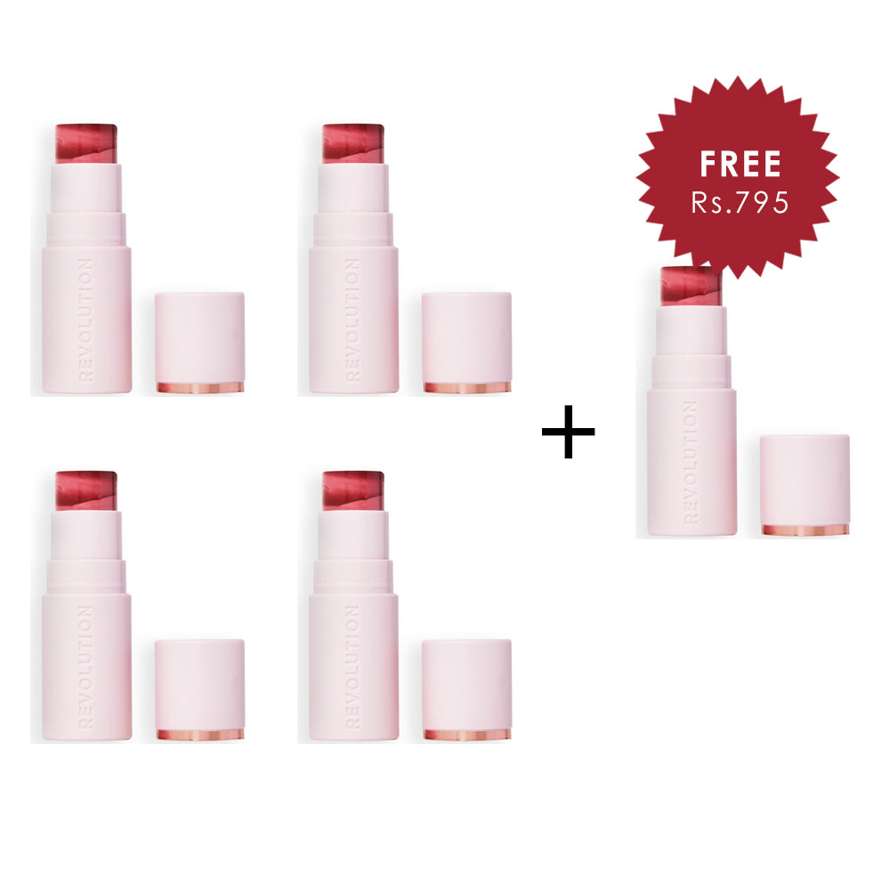 Makeup Revolution Skin Silk Marble Blush Stick Sundown Spice 4pc Set + 1 Full Size Product Worth 25% Value Free
