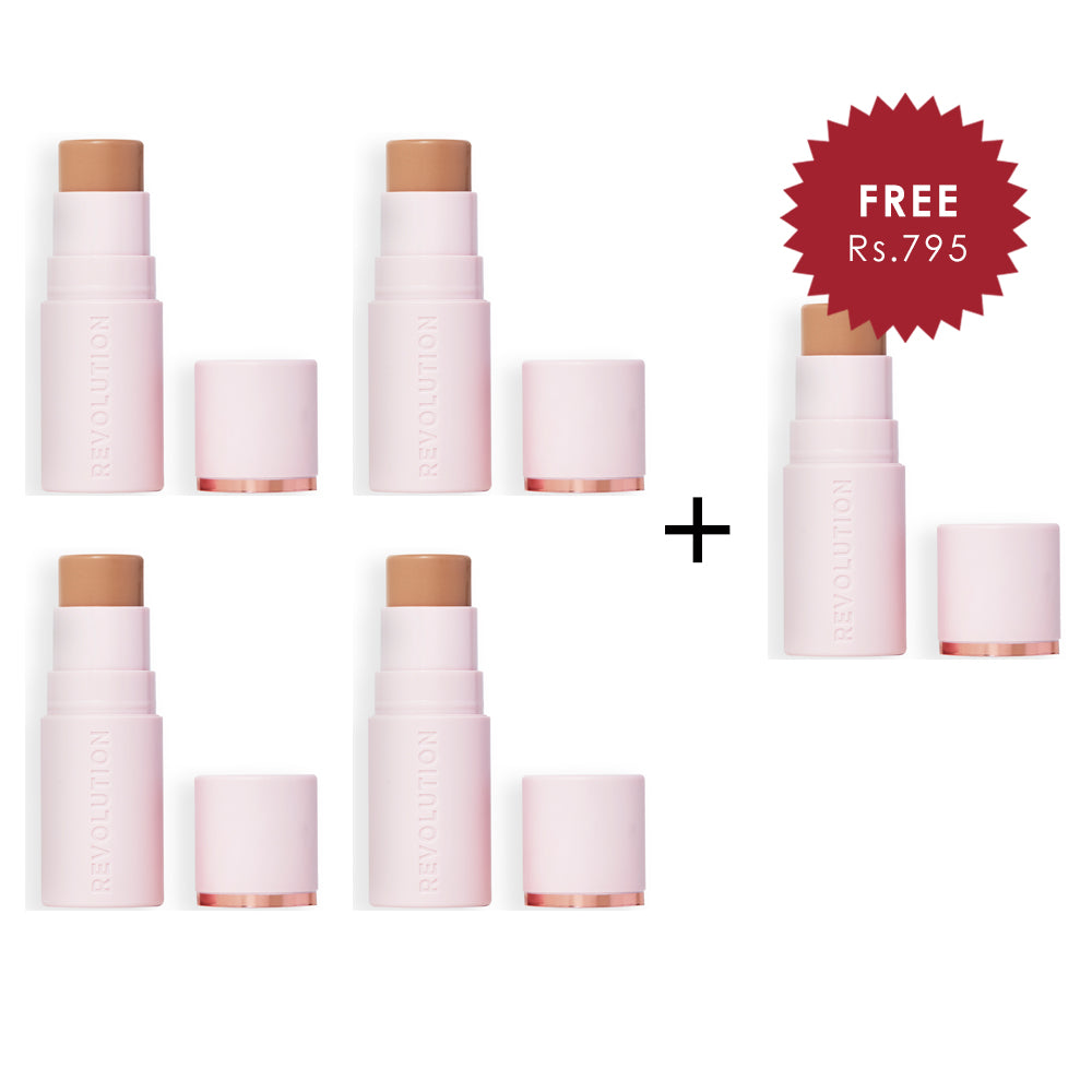 Makeup Revolution Skin Silk Bronzer Stick Fair Sand 4pc Set + 1 Full Size Product Worth 25% Value Free