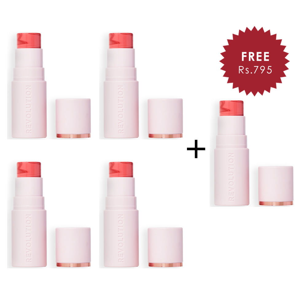 Makeup Revolution Skin Silk Marble Blush Stick Rosy Cheeks 4pc Set + 1 Full Size Product Worth 25% Value Free