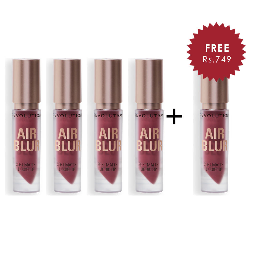 Makeup Revolution Air Blur Matte Liquid Lipstick Black Cherry 4pc Set + 1 Full Size Product Worth 25% Value Free