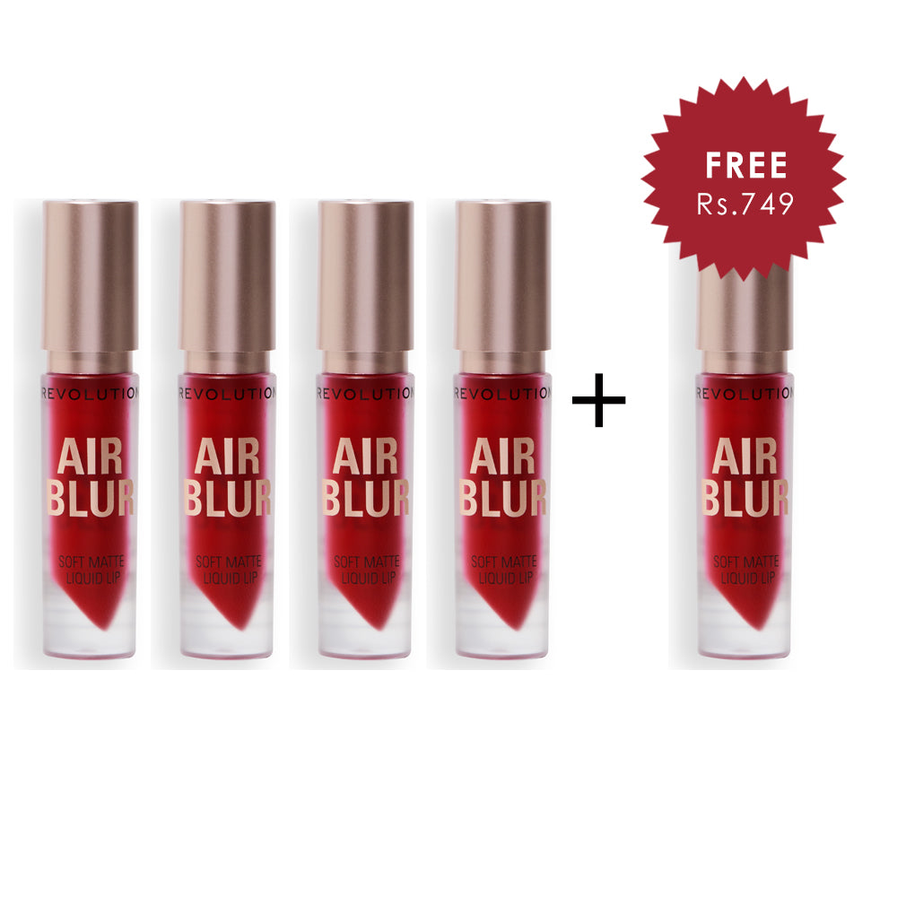 Makeup Revolution Air Blur Matte Liquid Lipstick Fiery 4pc Set + 1 Full Size Product Worth 25% Value Free