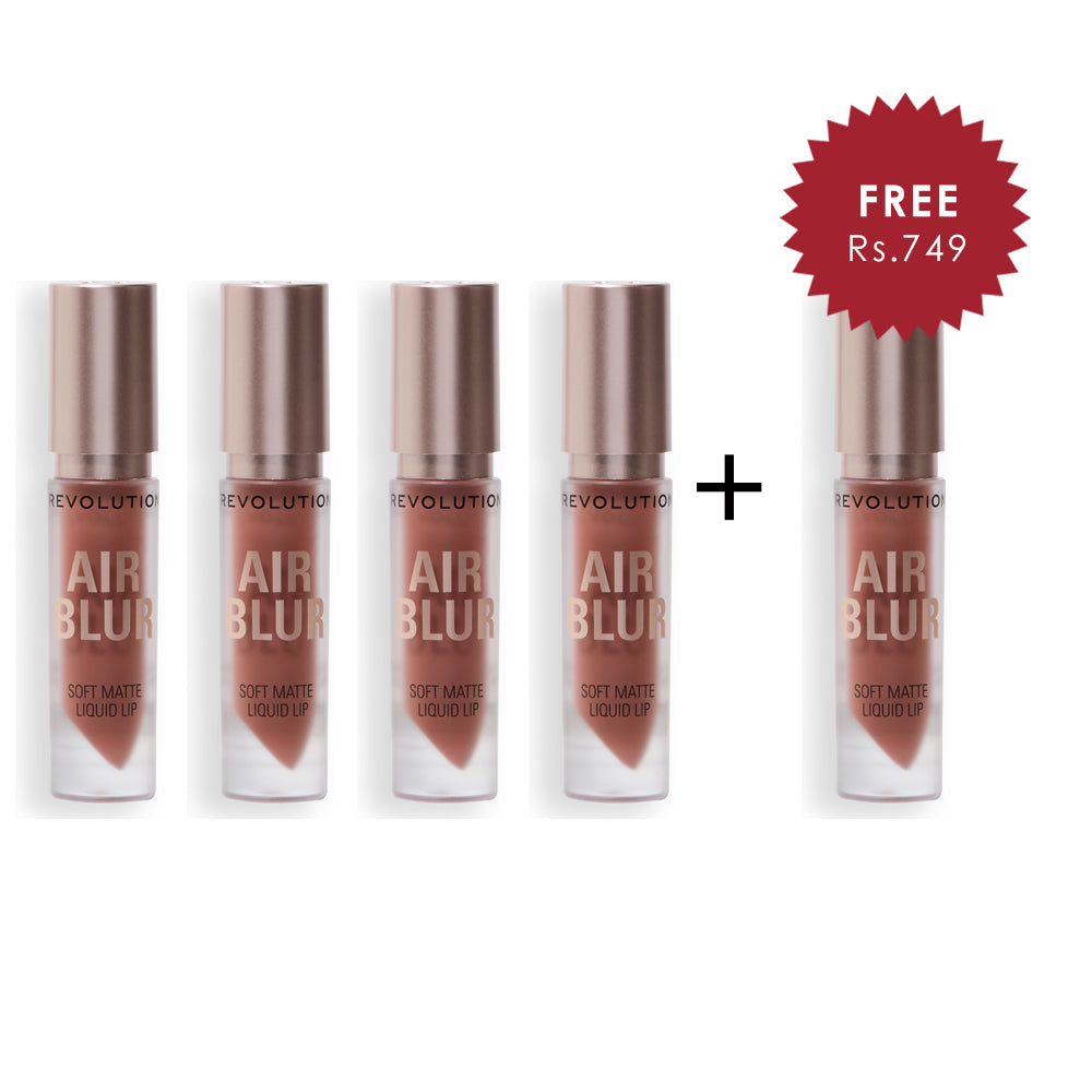 Makeup Revolution Air Blur Matte Liquid Lipstick Whisper 4pc Set + 1 Full Size Product Worth 25% Value Free