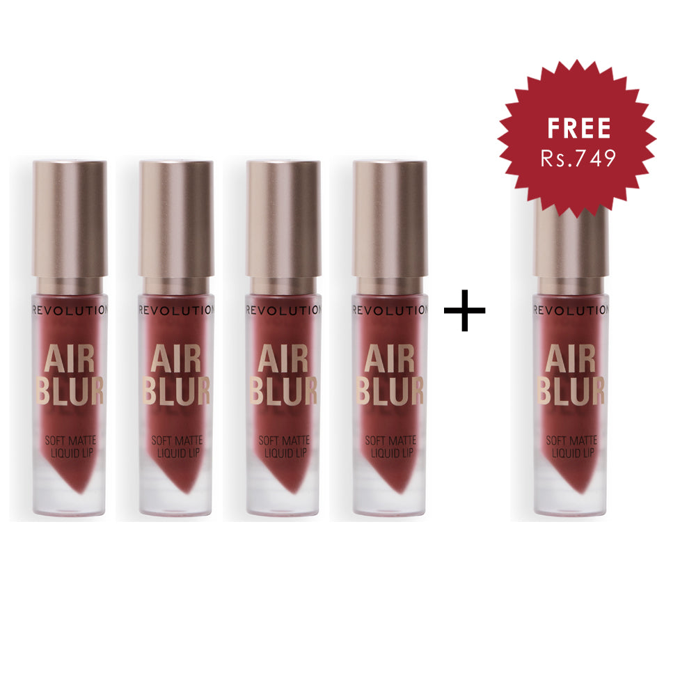 Makeup Revolution Air Blur Matte Liquid Lipstick Peachy 4pc Set + 1 Full Size Product Worth 25% Value Free