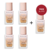 Makeup Revolution Skin Silk Serum Foundation F9.7W 4pc Set + 1 Full Size Product Worth 25% Value Free