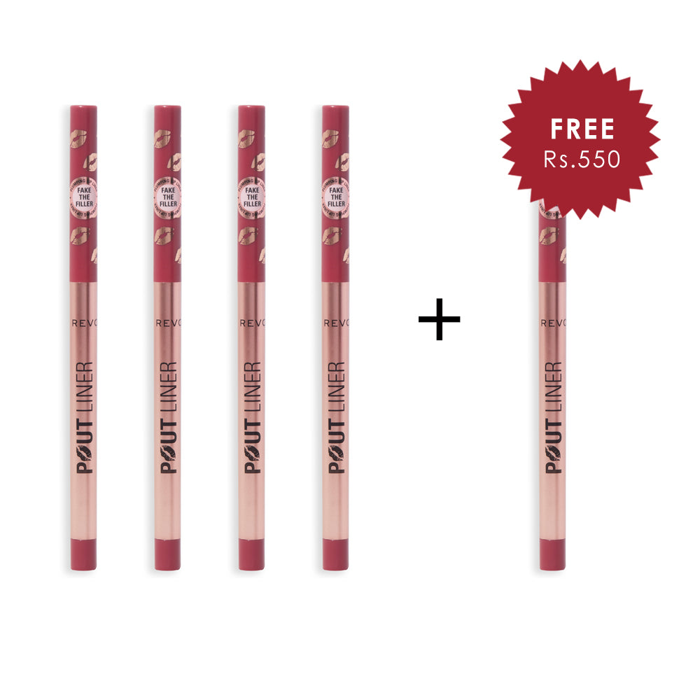 Makeup Revolution Pout Bomb Plumping Lip Liner Jelly Berry Mauve 4pc Set + 1 Full Size Product Worth 25% Value Free