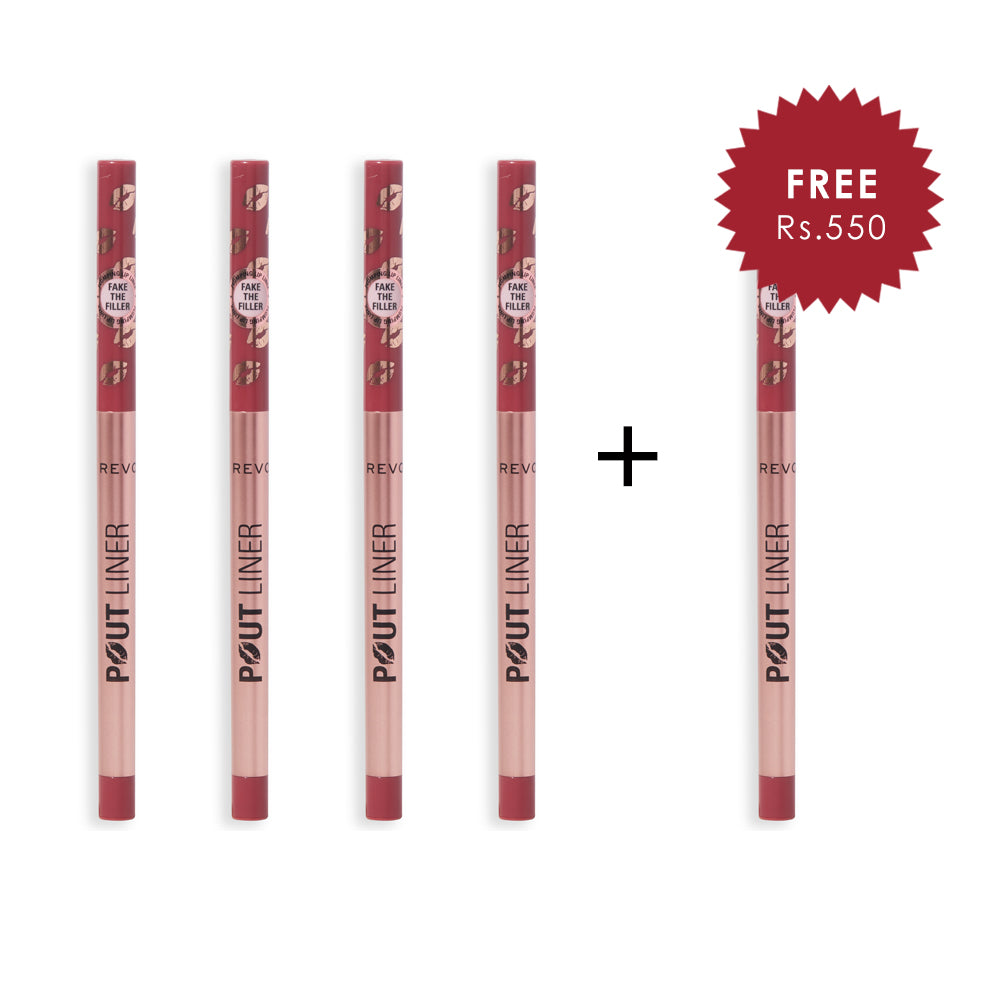 Makeup Revolution Pout Bomb Plumping Lip Liner Melba Warm Peach 4pc Set + 1 Full Size Product Worth 25% Value Free