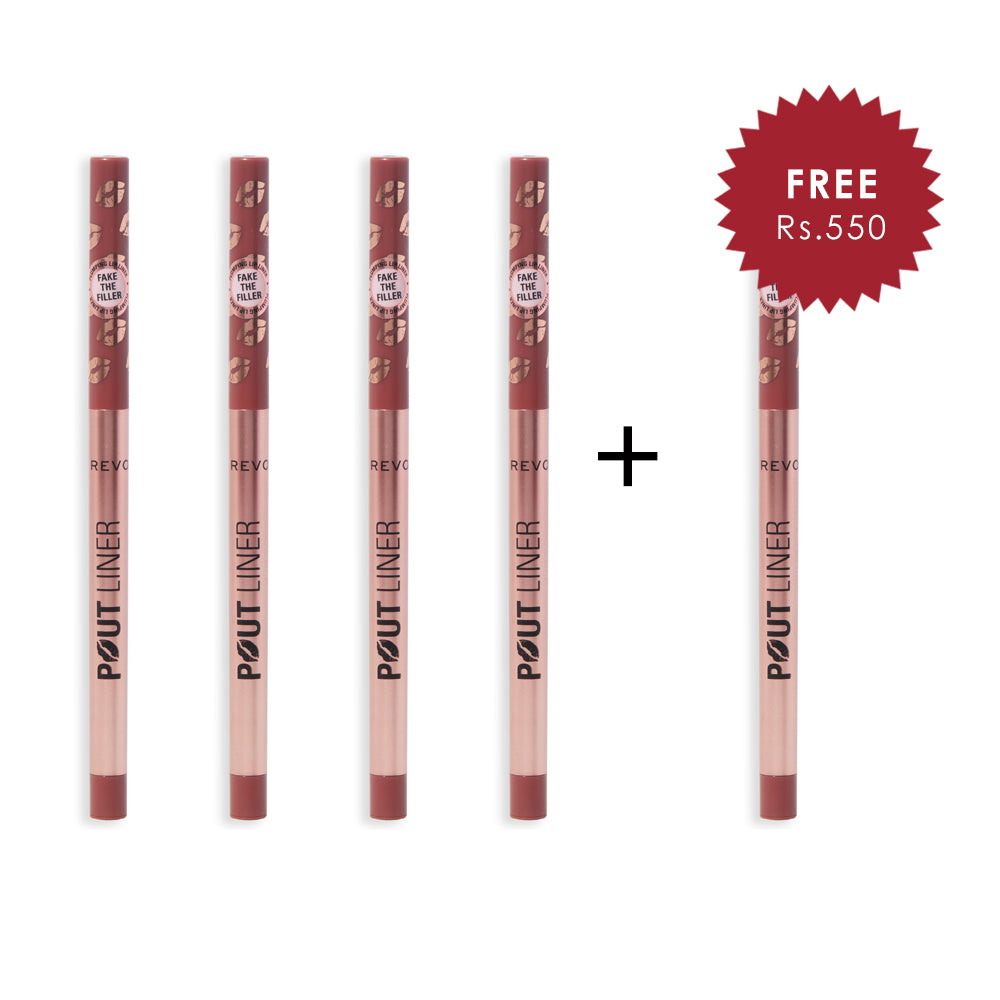 Makeup Revolution Pout Bomb Plumping Lip Liner Doll Cool Nude 4pc Set + 1 Full Size Product Worth 25% Value Free