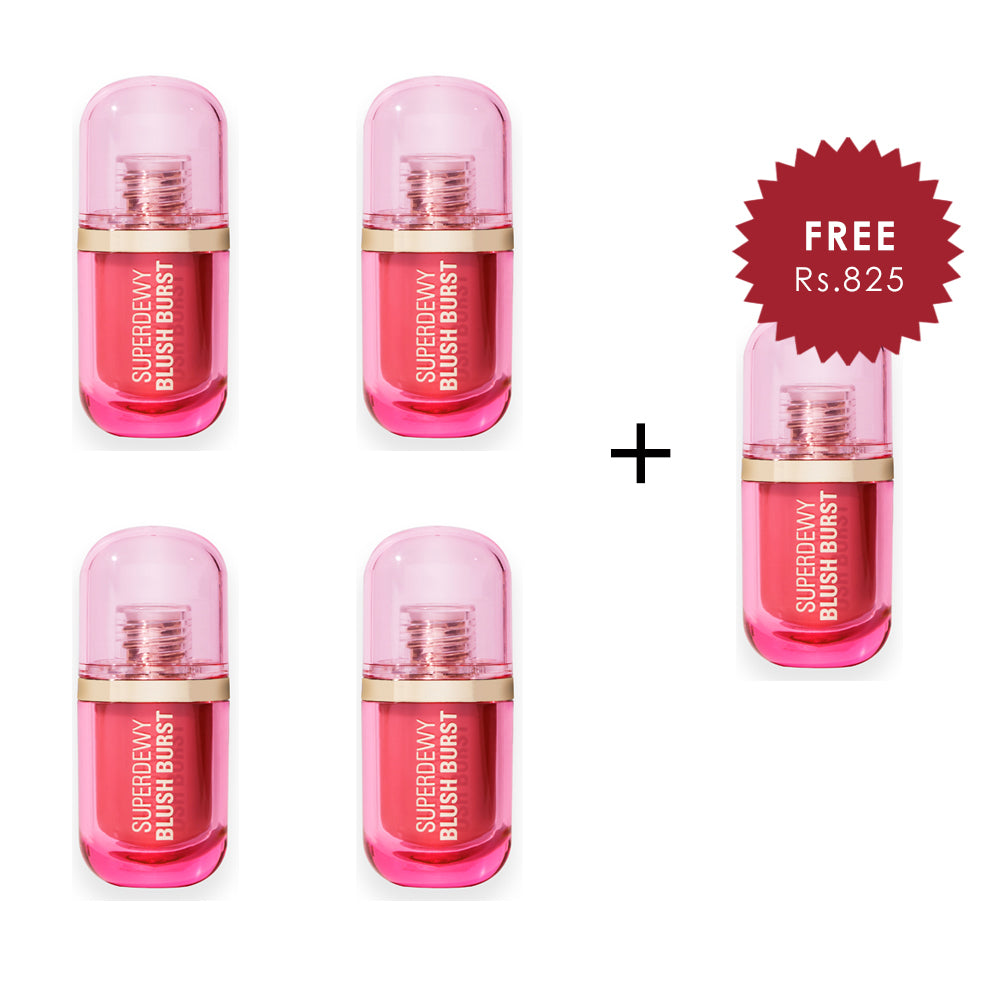 Revolution Superdewy Liquid Blush Burst Strawberry Milkshake Cool Pink 4pc Set + 1 Full Size Product Worth 25% Value Free
