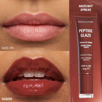 Revolution Peptide Glaze Tinted Lip Serum Hazelnut Spread 4pc Set + 1 Full Size Product Worth 25% Value Free