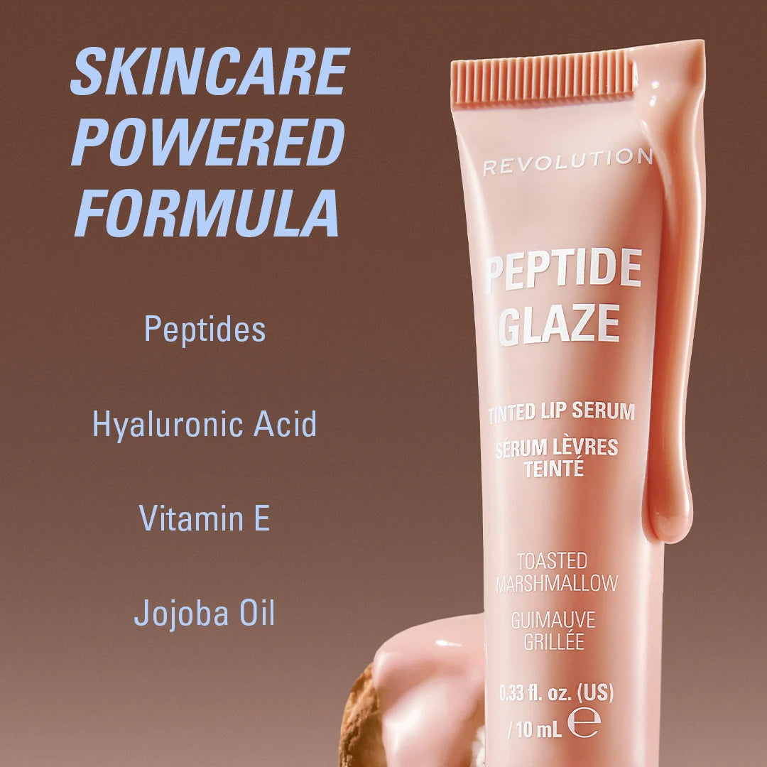 Revolution Peptide Glaze Tinted Lip Serum Hazelnut Spread 4pc Set + 1 Full Size Product Worth 25% Value Free