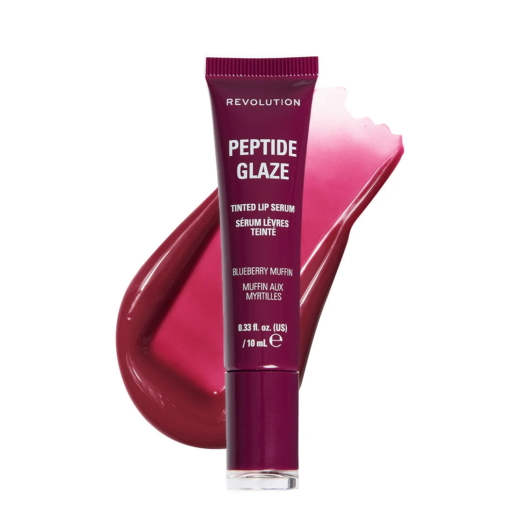 Revolution Peptide Glaze Tinted Lip Serum Blueberry Muffin 4pc Set + 1 Full Size Product Worth 25% Value Free