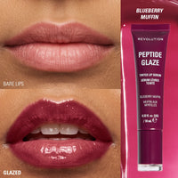 Revolution Peptide Glaze Tinted Lip Serum Blueberry Muffin 4pc Set + 1 Full Size Product Worth 25% Value Free