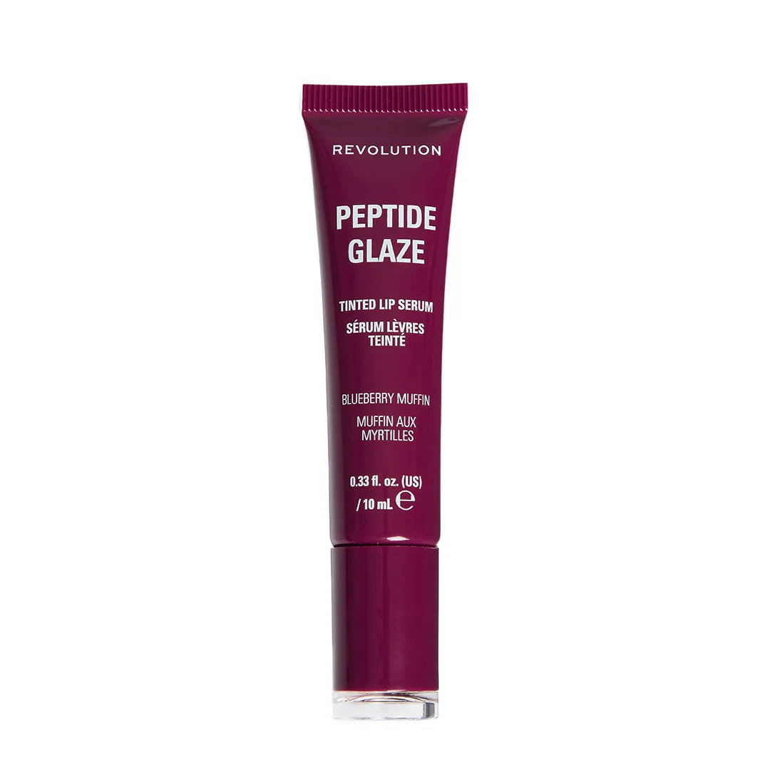 Revolution Peptide Glaze Tinted Lip Serum Blueberry Muffin 4pc Set + 1 Full Size Product Worth 25% Value Free