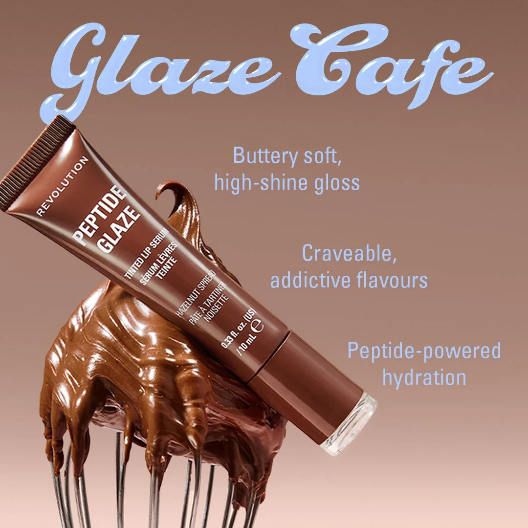 Revolution Peptide Glaze Tinted Lip Serum Strawberries & Cream 4pc Set + 1 Full Size Product Worth 25% Value Free