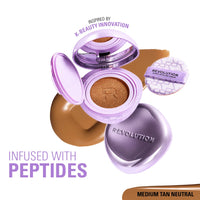 Revolution Superdewy Cushion Foundation Medium Tan Neutral 4pc Set + 1 Full Size Product Worth 25% Value Free