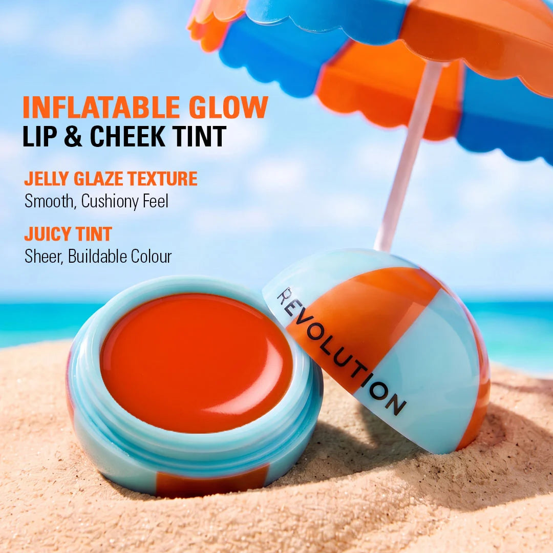 Revolution Inflataball Glow Lip & Cheek Tropical Creamsicle 4pc Set + 1 Full Size Product Worth 25% Value Free