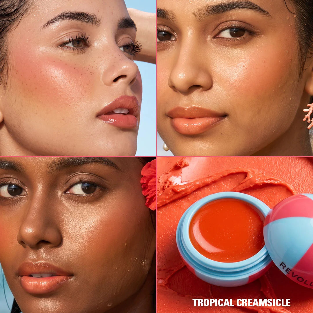 Revolution Inflataball Glow Lip & Cheek Tropical Creamsicle 4pc Set + 1 Full Size Product Worth 25% Value Free