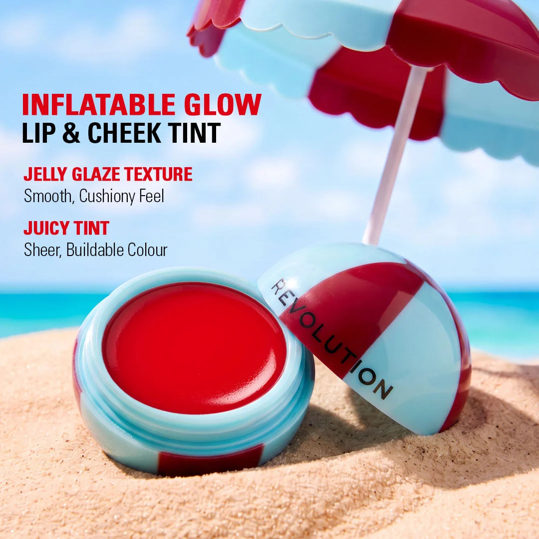 Revolution Inflataball Glow Lip & Cheek Cherry Cola Punch 4pc Set + 1 Full Size Product Worth 25% Value Free