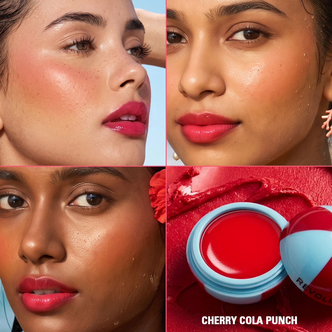 Revolution Inflataball Glow Lip & Cheek Cherry Cola Punch 4pc Set + 1 Full Size Product Worth 25% Value Free