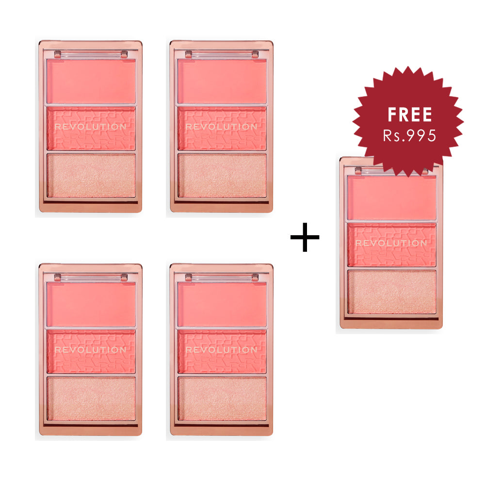 Makeup Revolution Blush Icon Palette Authentic Peach 4pc Set + 1 Full Size Product Worth 25% Value Free