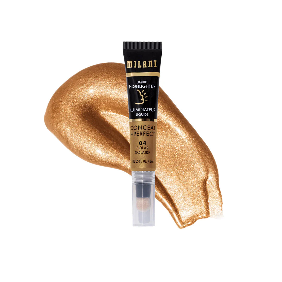 Milani Conceal + Perfect Liquid Highlighter-04 Solar 4pc Set + 1 Full Size Product Worth 25% Value Free
