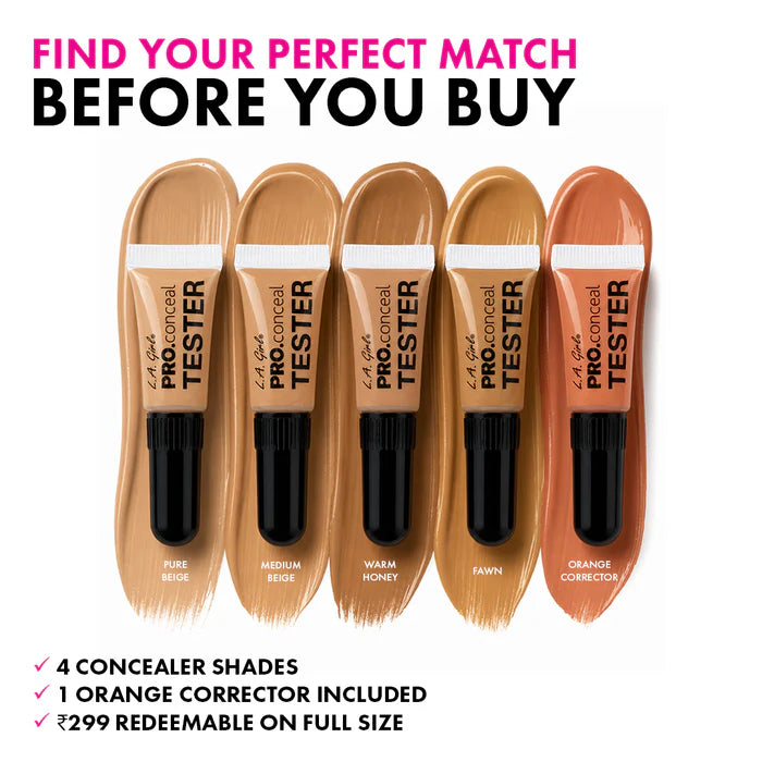 L.A. Girl Concealer Discovery Kit 4pc Set + 1 Full Size Product Worth 25% Value Free