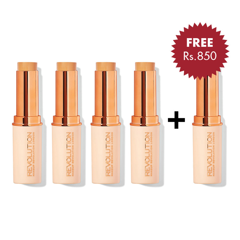 Makeup Revolution Fast Base Stick Foundation F8 4pc Set + 1 Full Size Product Worth 25% Value Free