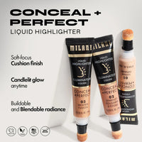 Milani Conceal + Perfect Liquid Highlighter-04 Solar 4pc Set + 1 Full Size Product Worth 25% Value Free
