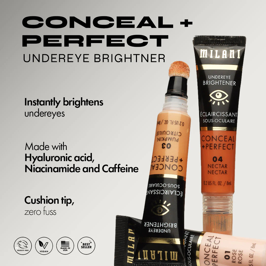 Milani Conceal + Perfect Undereye Brightener-03 Pumpkin 4pc Set + 1 Full Size Product Worth 25% Value Free