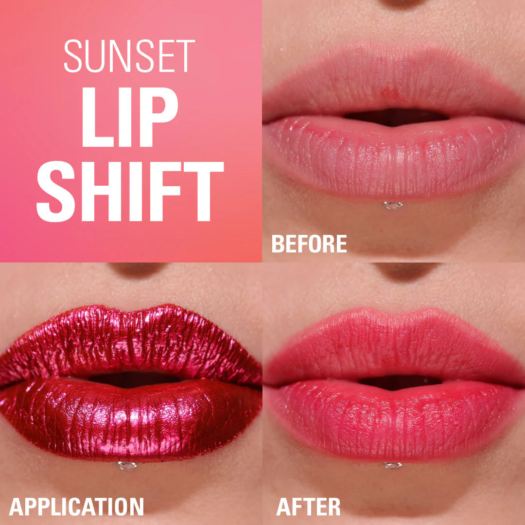 Revolution Sunset Lip Shift Peel Off Lip Stain - Flushed Pink 4pc Set + 1 Full Size Product Worth 25% Value Free