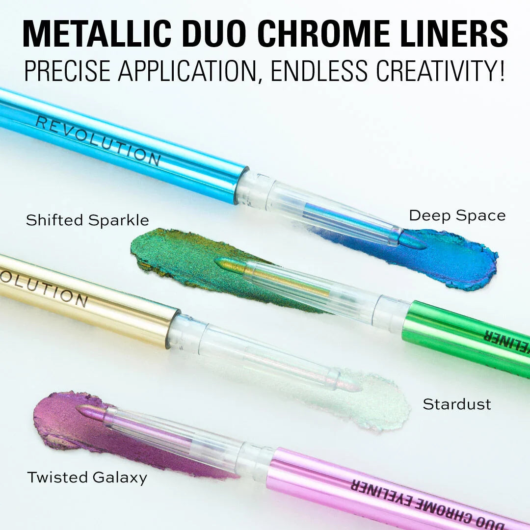 Makeup Revolution Metallic Duochrome Eyeliner Shifted Sparkle 4pc Set + 1 Full Size Product Worth 25% Value Free