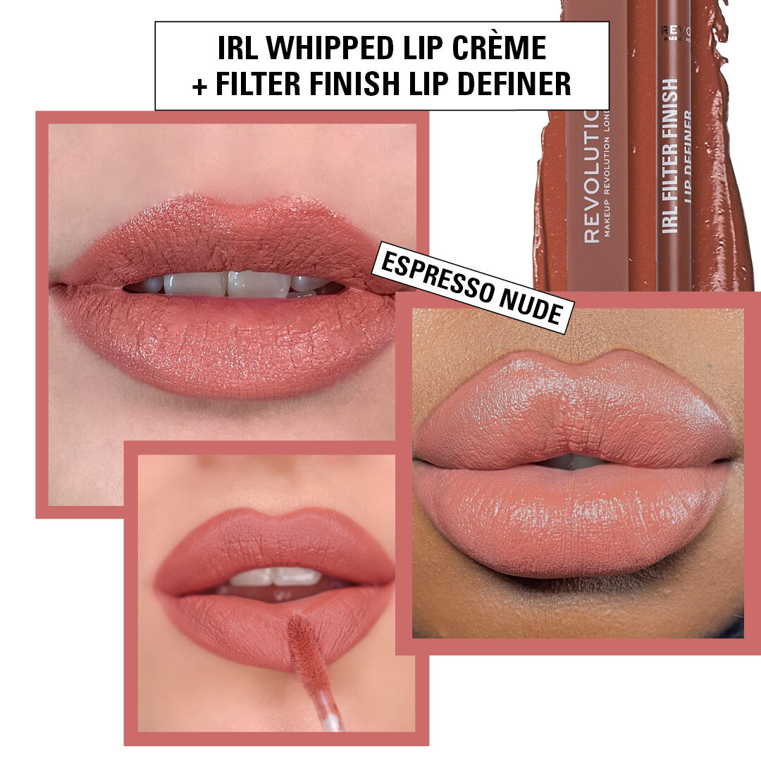 Revolution IRL Whipped Lip Creme Espresso Nude 4pc Set + 1 Full Size Product Worth 25% Value Free