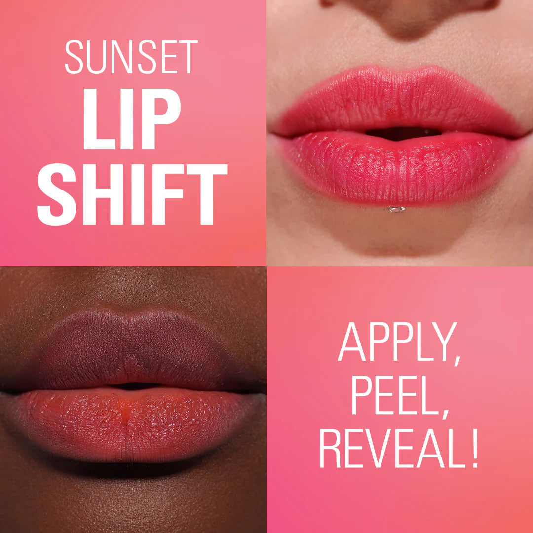 Revolution Sunset Lip Shift Peel Off Lip Stain - Flushed Pink 4pc Set + 1 Full Size Product Worth 25% Value Free